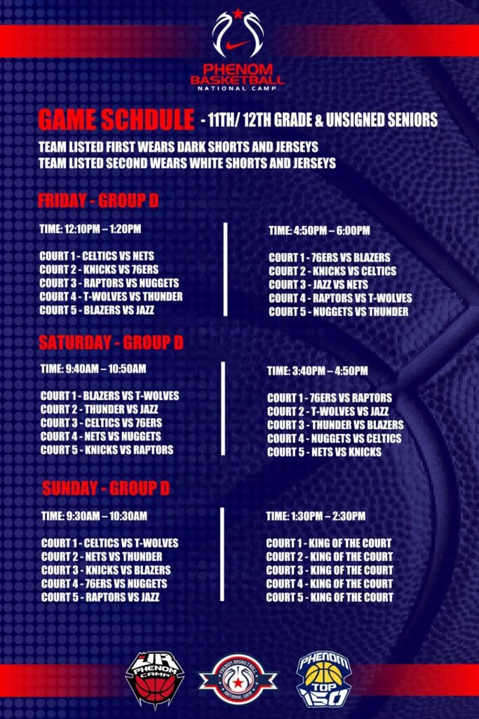 Phenom National Camp Schedules Phenom America