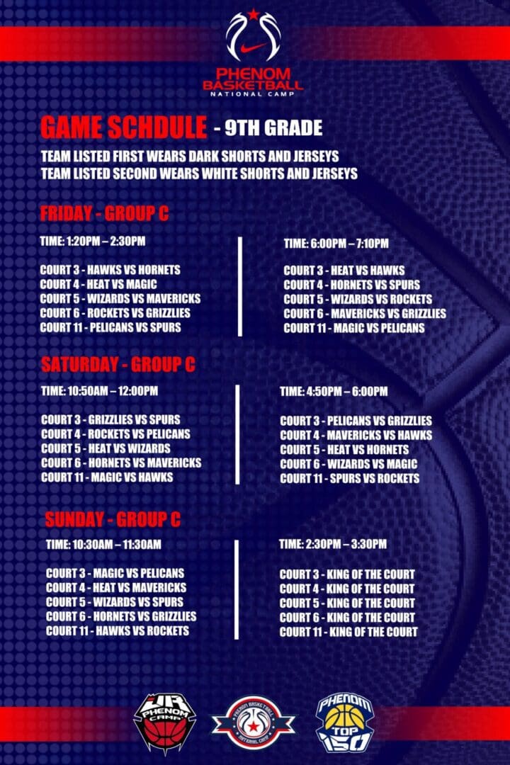 PHENOM BOYS 2023 GAME SCHEDULE 9TH