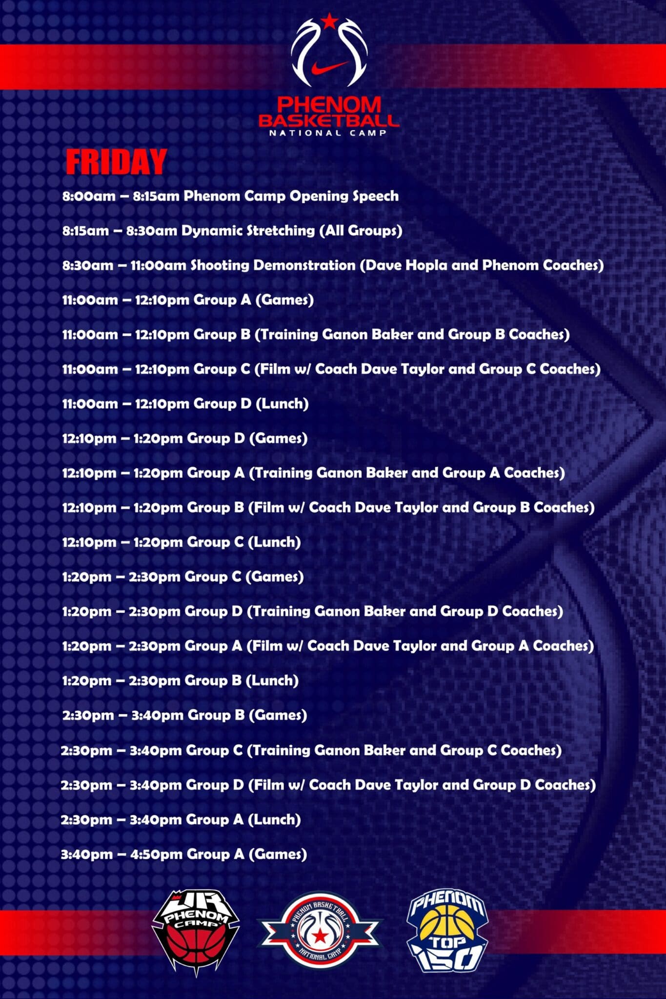 PHENOM BOYS schedule 2023 friday PART 1
