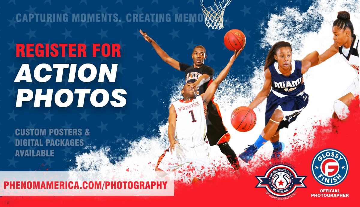 A poster of basketball stating register for action photos