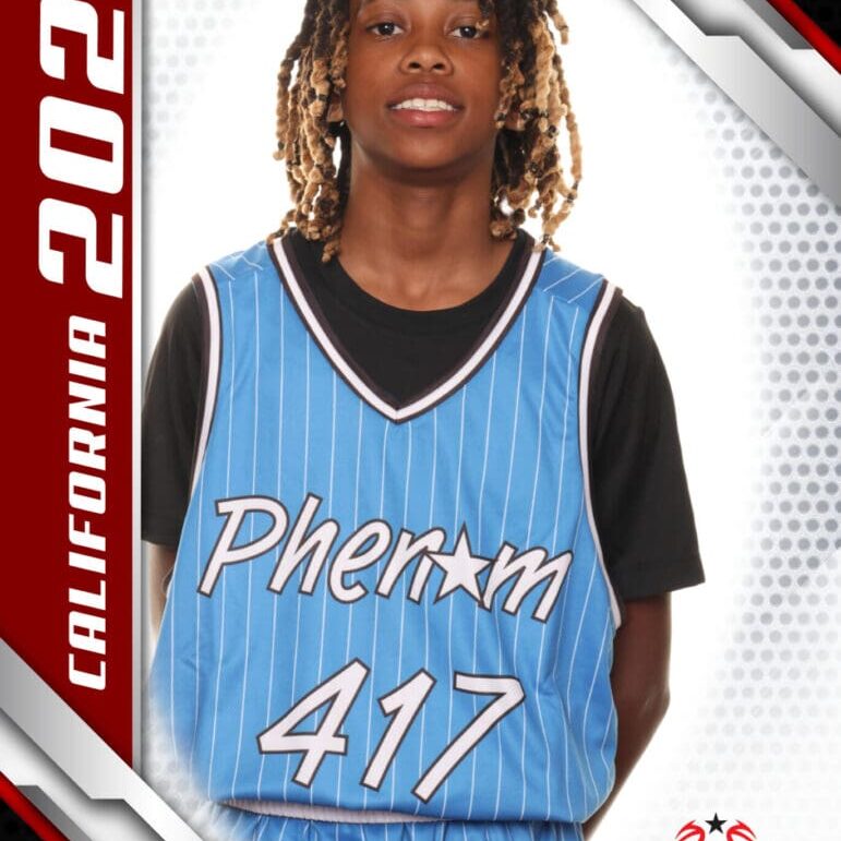 Here's an alt tag for the image: Female basketball player, Phenom 417, California 2024.