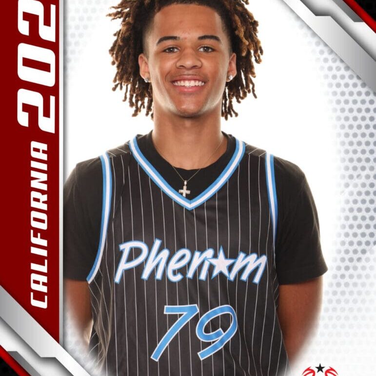 Here's an 8-word alt tag for the image: California basketball player, Phenom National Camp 2024.